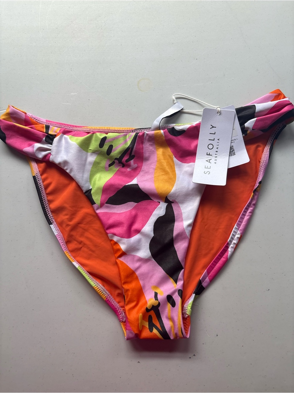 Seafolly Vibrant Multicolor Printed Bikini Bottom - Pink & Orange